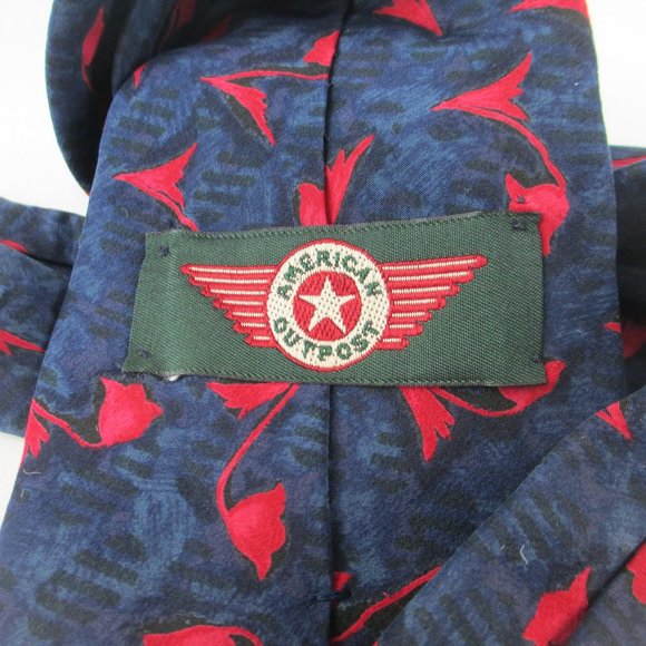 AMERICAN OUTPOST 100% SILK MEN'S FLOWER TIE USA - Picture 3 of 7